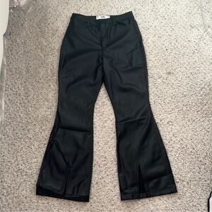 NWT HOLLISTER BLACK FAUX LEATHER PANTS - SPLIT HEM